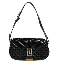 Versace Black Calf Leather Quilted Shoulder Strap Bag - Shoulder Bags