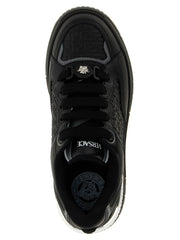 Versace Black Calfskin Athletic Sneakers