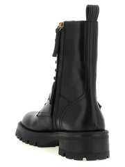 Versace Black Calfskin Lace-Up Boots - EU37/US7