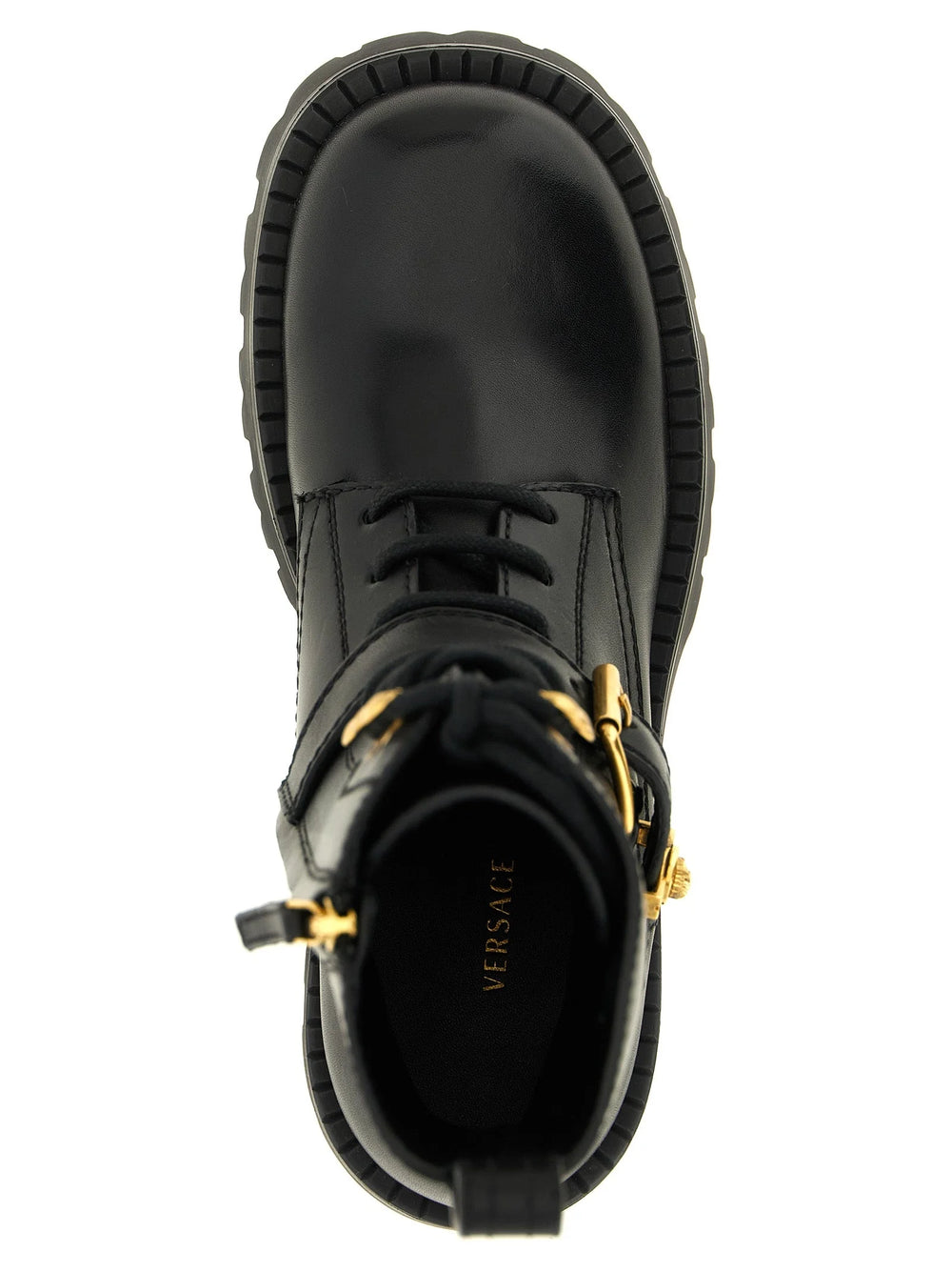 Versace Black Calfskin Lace-Up Boots - EU37/US7