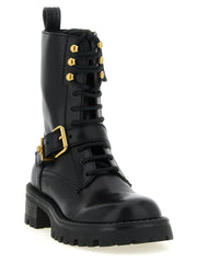 Versace Black Calfskin Lace-Up Boots - EU37/US7