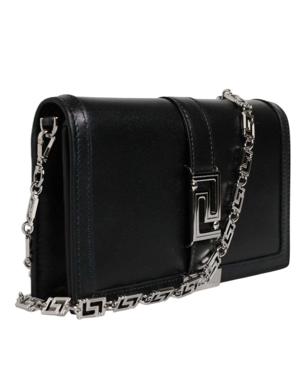 Versace Black Calfskin Leather Chain Strap Shoulder Crossbody Bag - Cross Body Bags