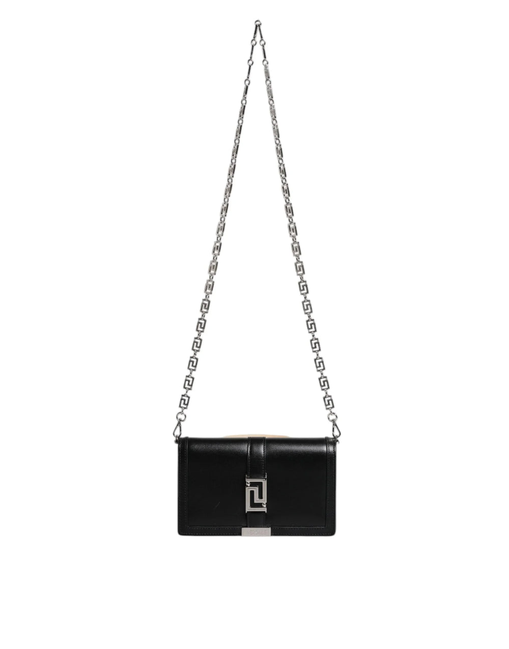 Versace Black Calfskin Leather Chain Strap Shoulder Crossbody Bag - Cross Body Bags