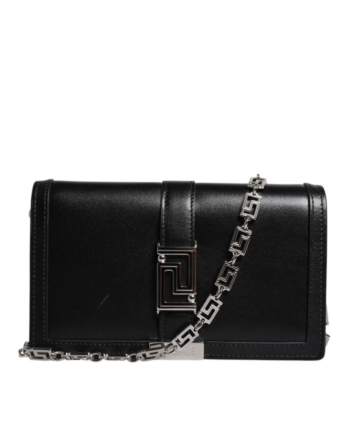 Versace Black Calfskin Leather Chain Strap Shoulder Crossbody Bag - Cross Body Bags