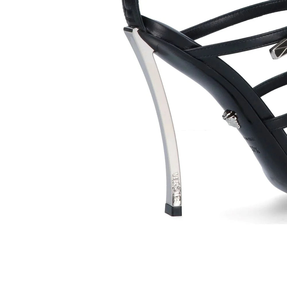Versace Black Calfskin Stiletto Heel Sandals - EU40/US10