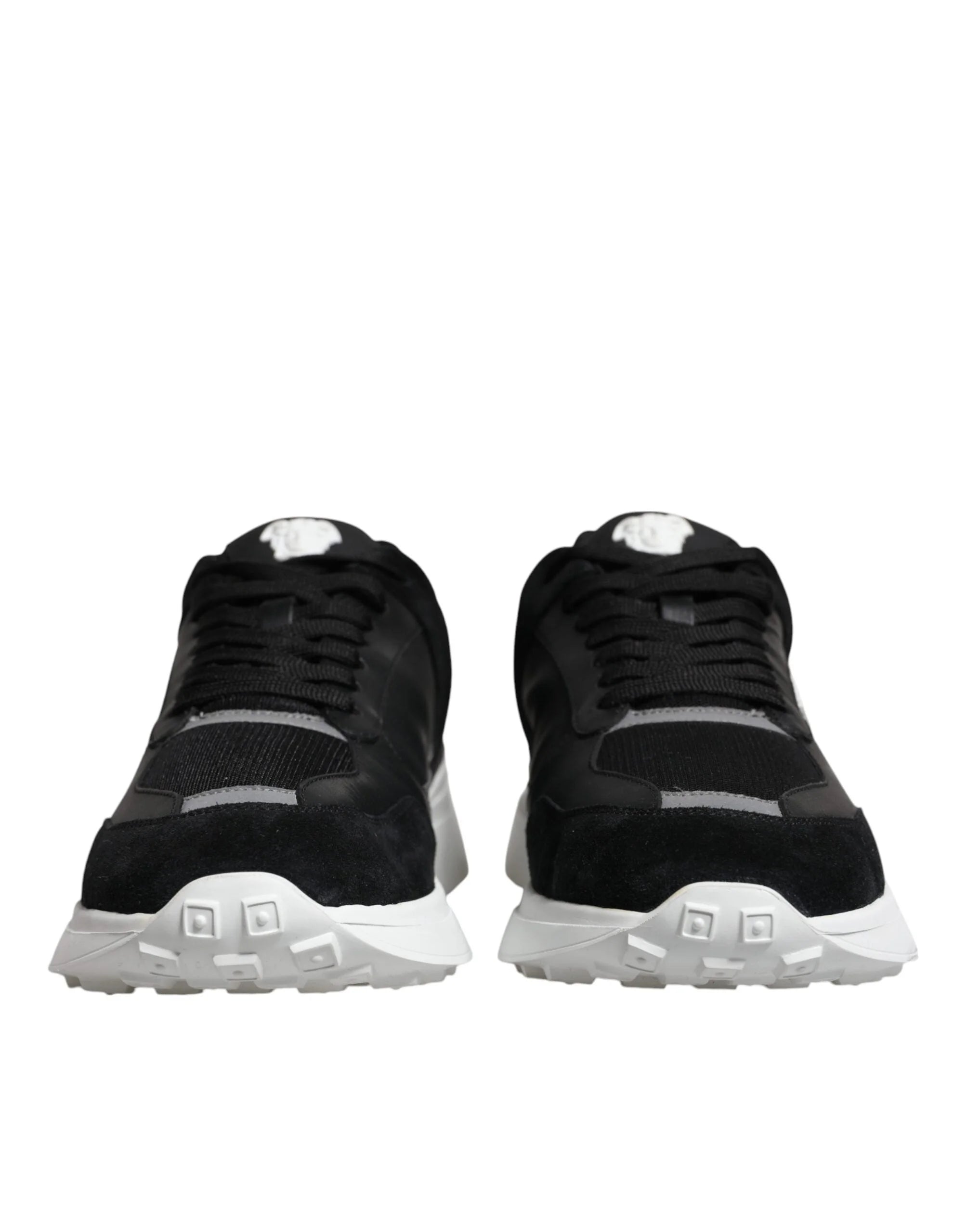 Versace Black Canvas Quad Fabric Medusa Low Top Sneaker Shoes - Sneakers