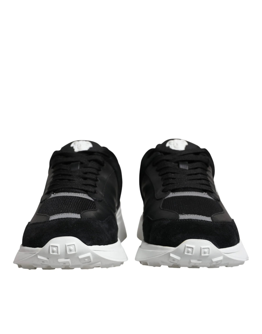 Versace Black Canvas Quad Fabric Medusa Low Top Sneaker Shoes - Sneakers