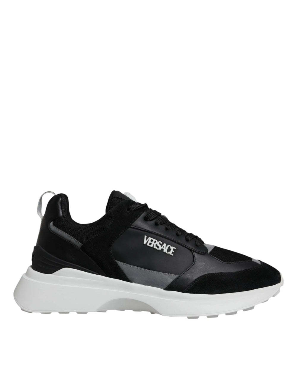 Versace Black Canvas Quad Fabric Medusa Low Top Sneaker Shoes - Sneakers