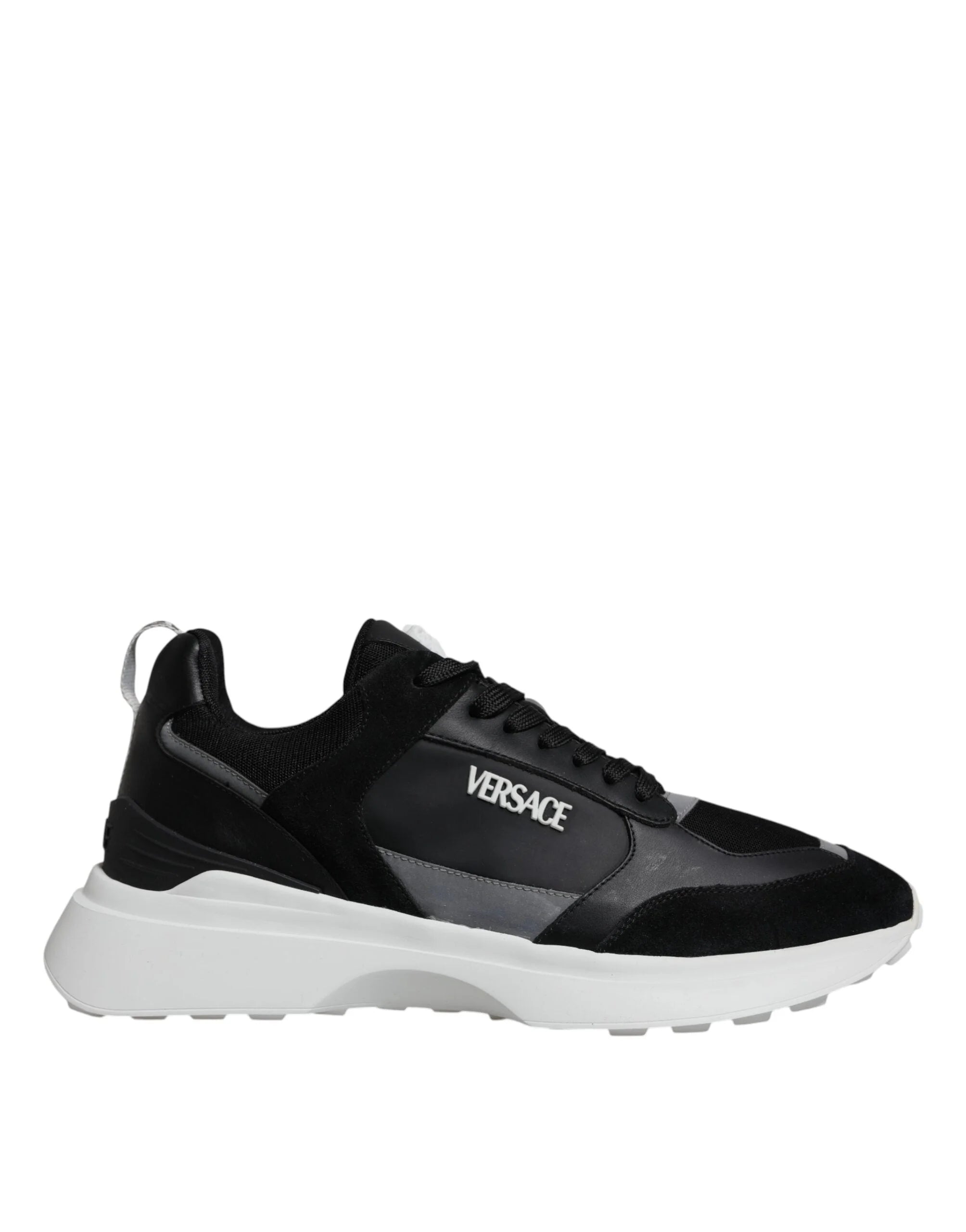 Versace Black Canvas Quad Fabric Medusa Low Top Sneaker Shoes - Sneakers