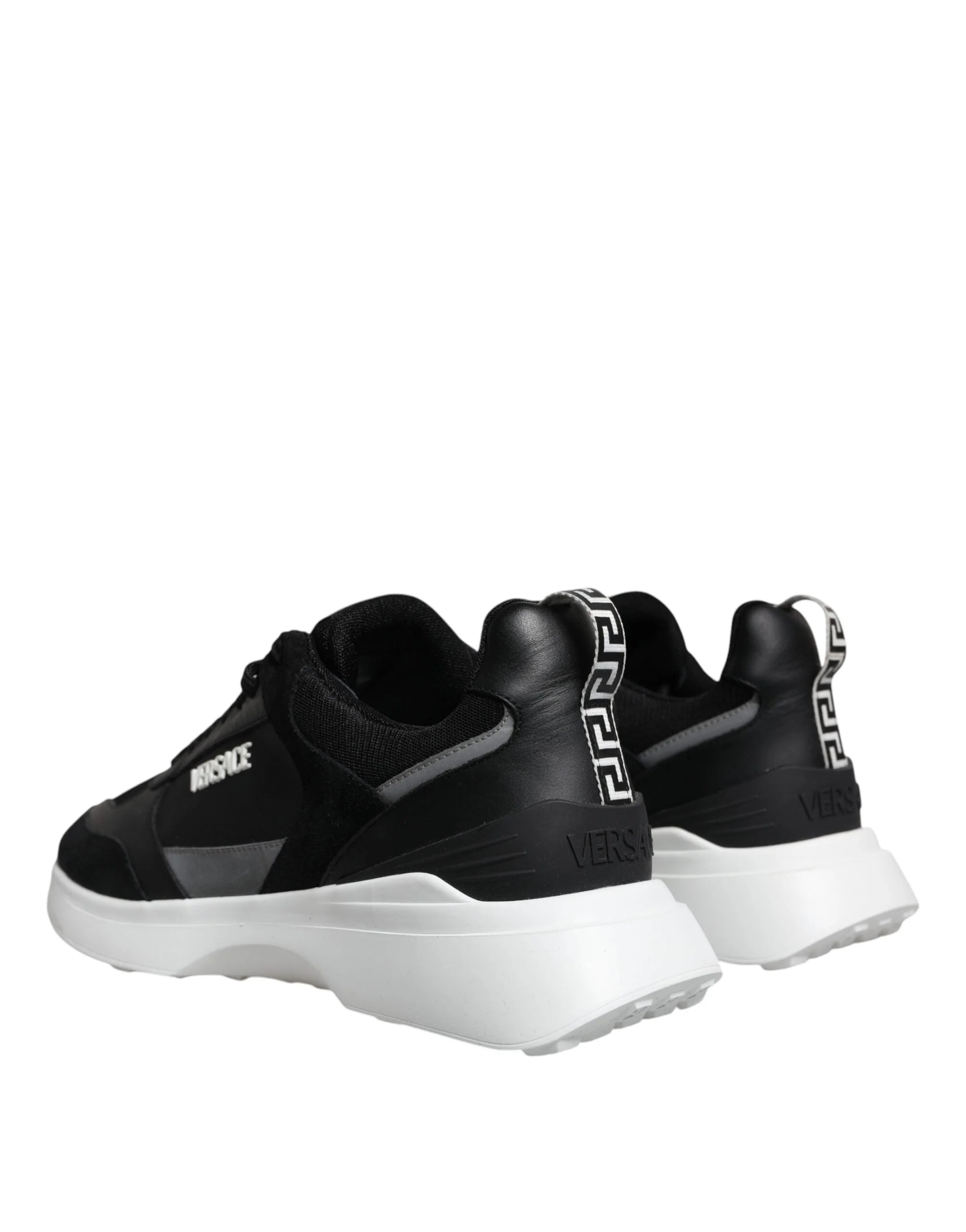 Versace Black Canvas Quad Fabric Medusa Low Top Sneaker Shoes - Sneakers
