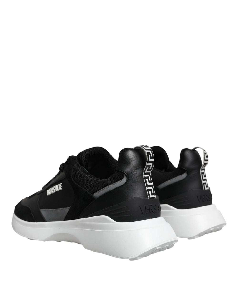 Versace Black Canvas Quad Fabric Medusa Low Top Sneaker Shoes - Sneakers