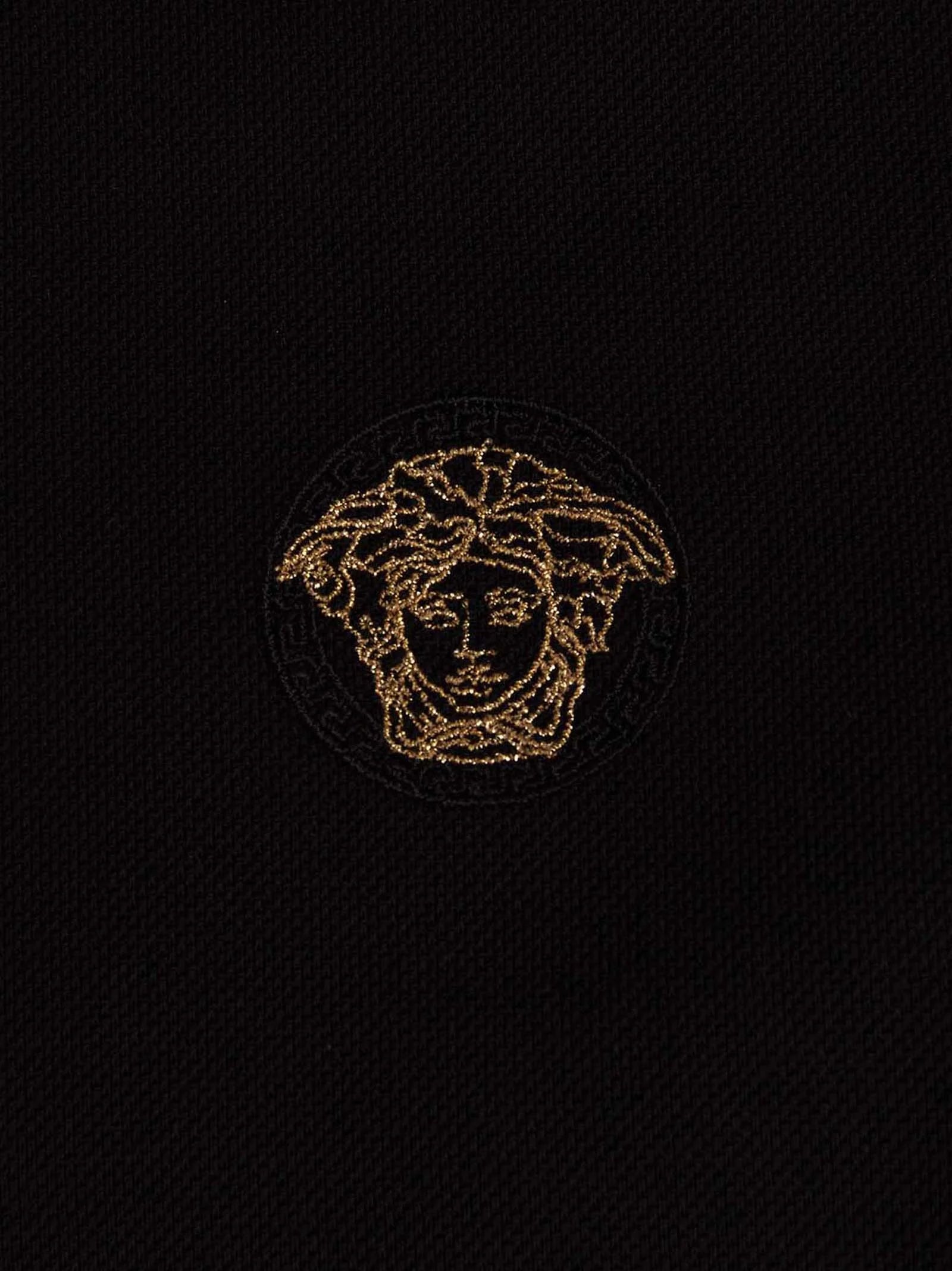 Versace Black Cotton Polo Shirt