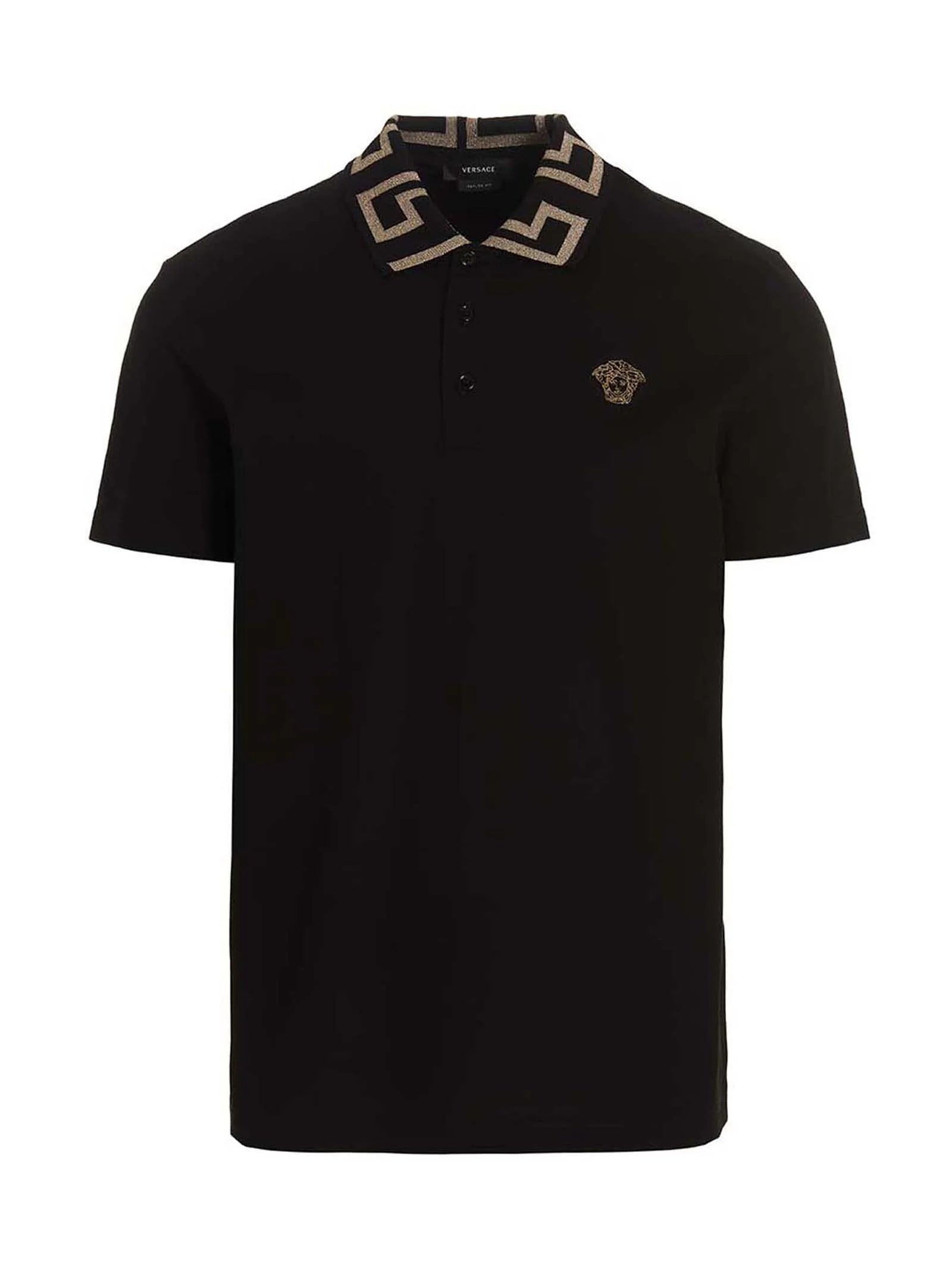 Versace Black Cotton Polo Shirt