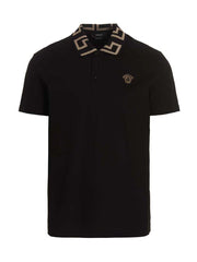 Versace Black Cotton Polo Shirt
