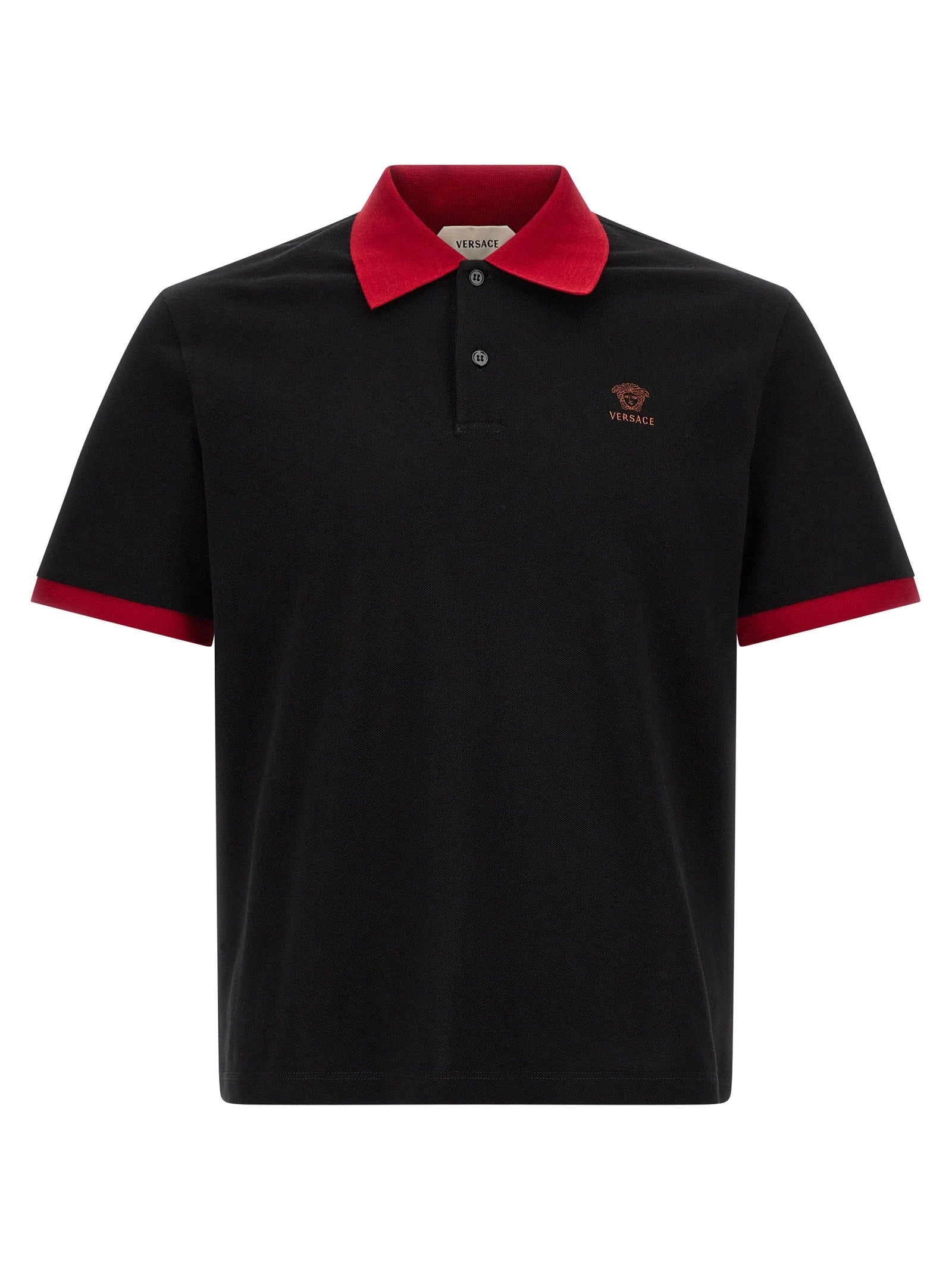 Versace Black Cotton Polo Shirt