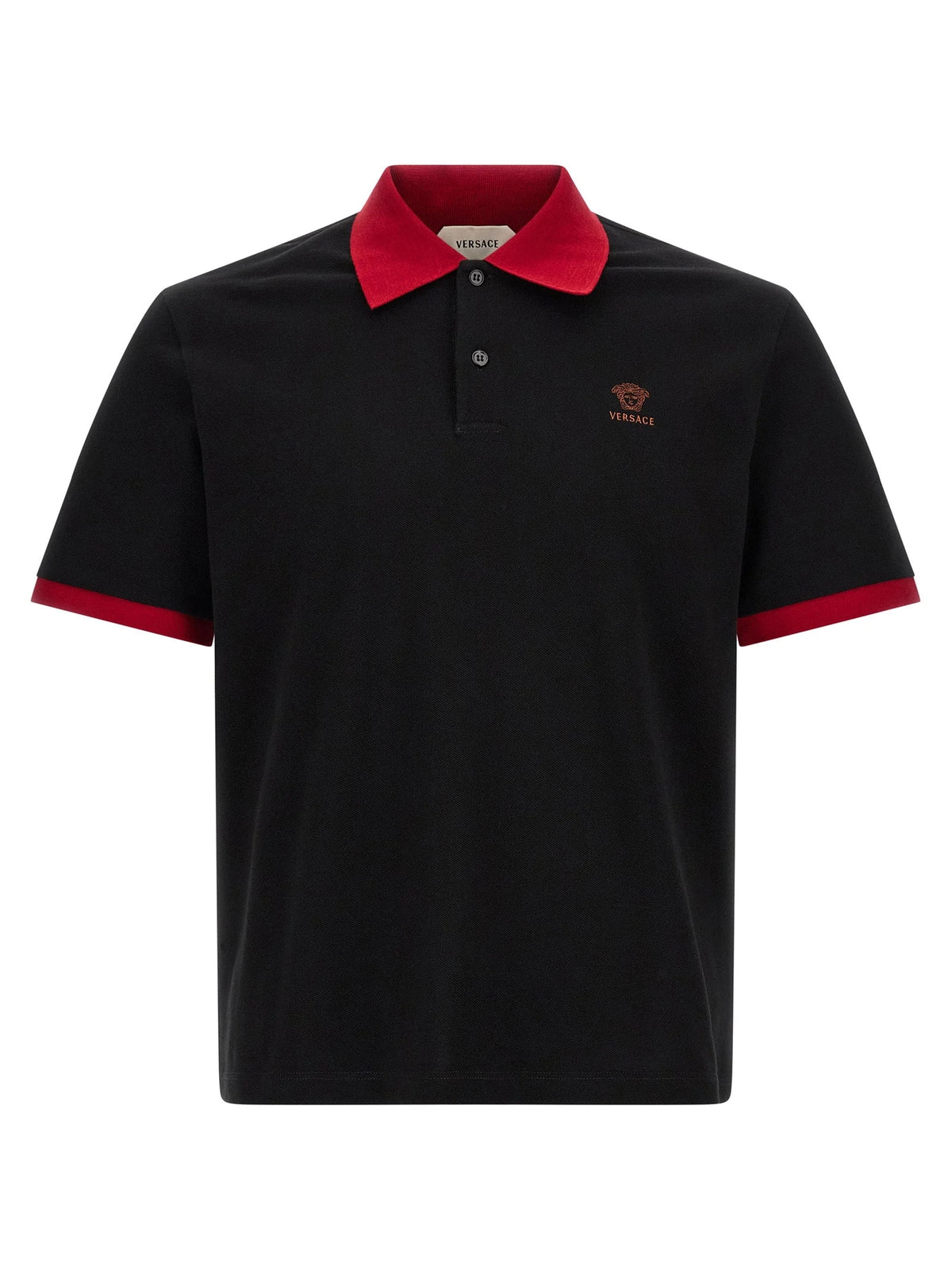 Versace Black Cotton Polo Shirt