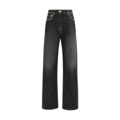Versace Black Cotton Straight-Leg Jeans - 26