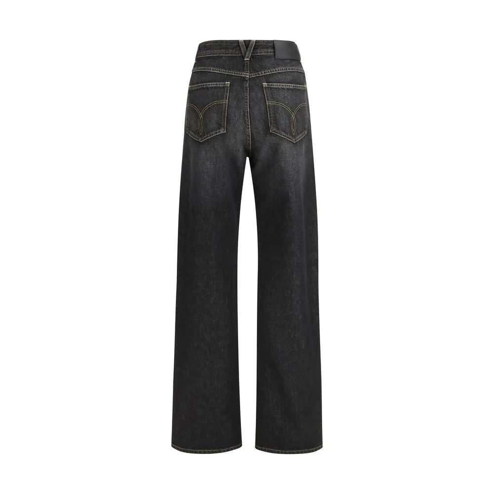 Versace Black Cotton Straight-Leg Jeans - 26