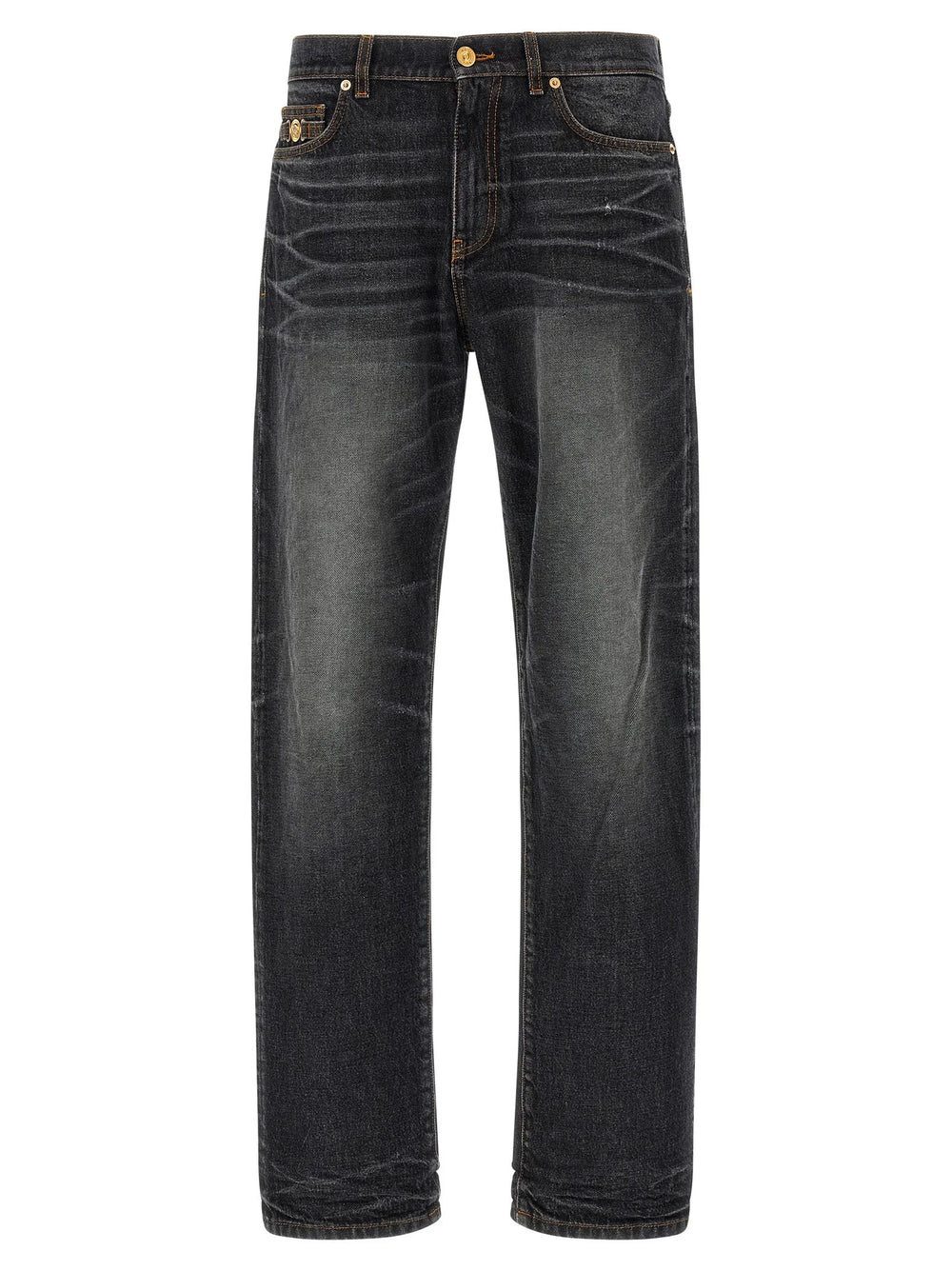 Versace Black Cotton Straight-Leg Jeans - W32