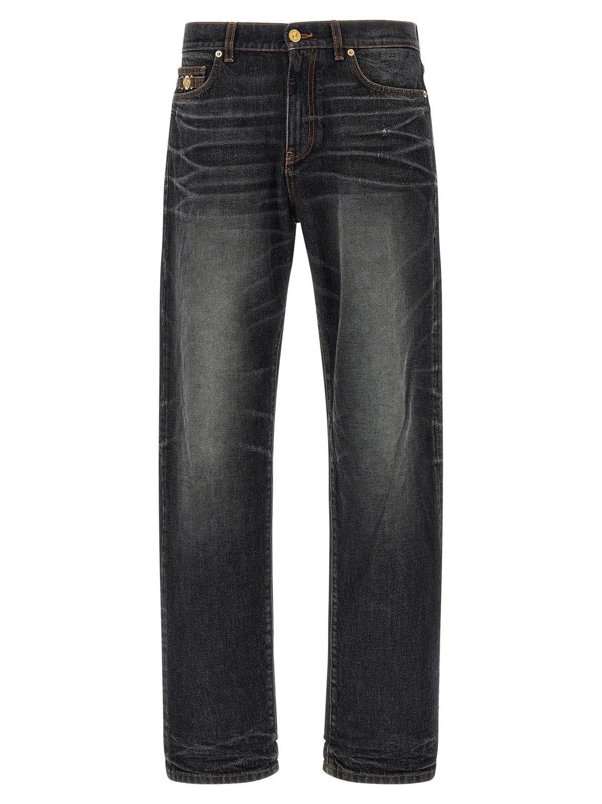Versace Black Cotton Straight-Leg Jeans - W32