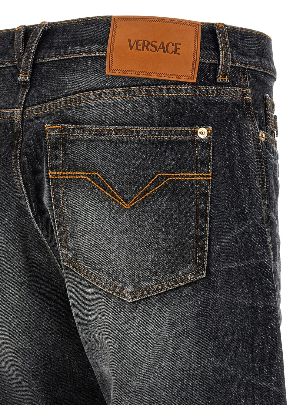 Versace Black Cotton Straight-Leg Jeans - W32