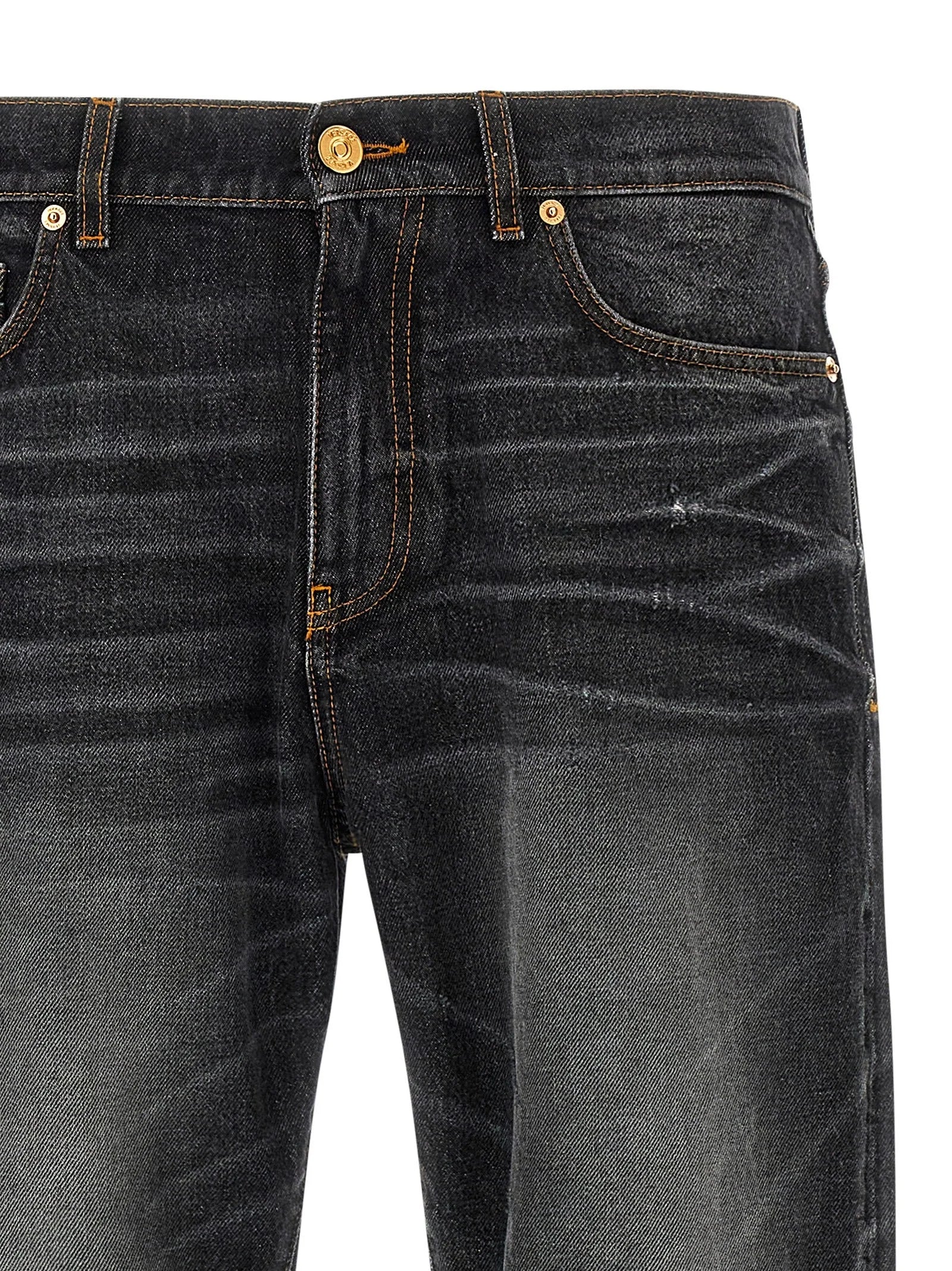 Versace Black Cotton Straight-Leg Jeans - W32