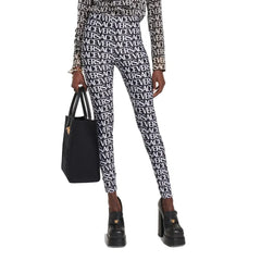 Versace Black Elastane Leggings