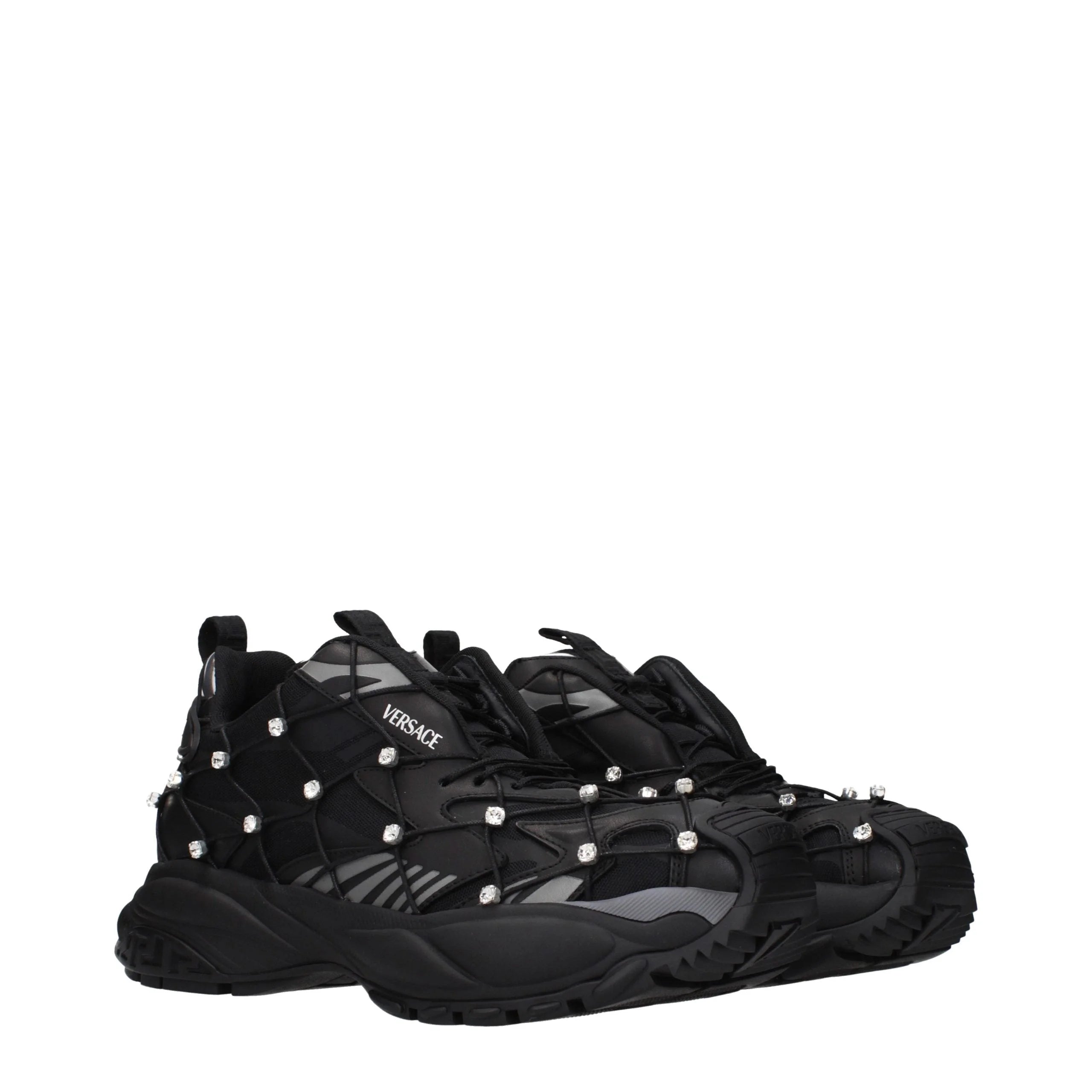 Versace Black Fabric Chunky Sneakers