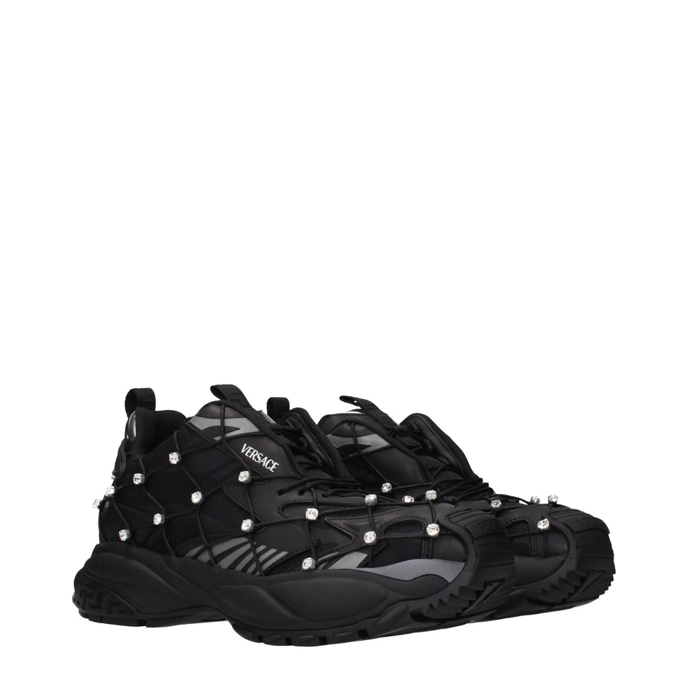 Versace Black Fabric Chunky Sneakers