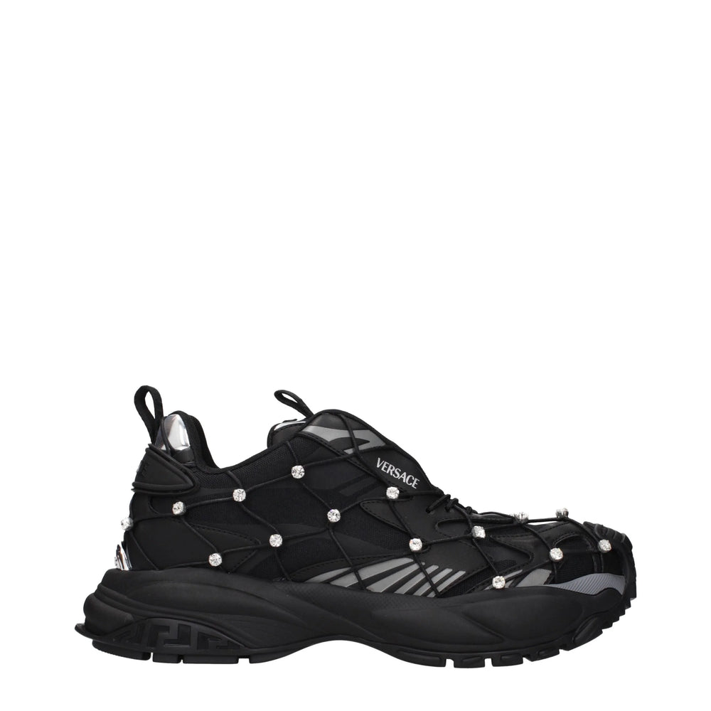 Versace Black Fabric Chunky Sneakers