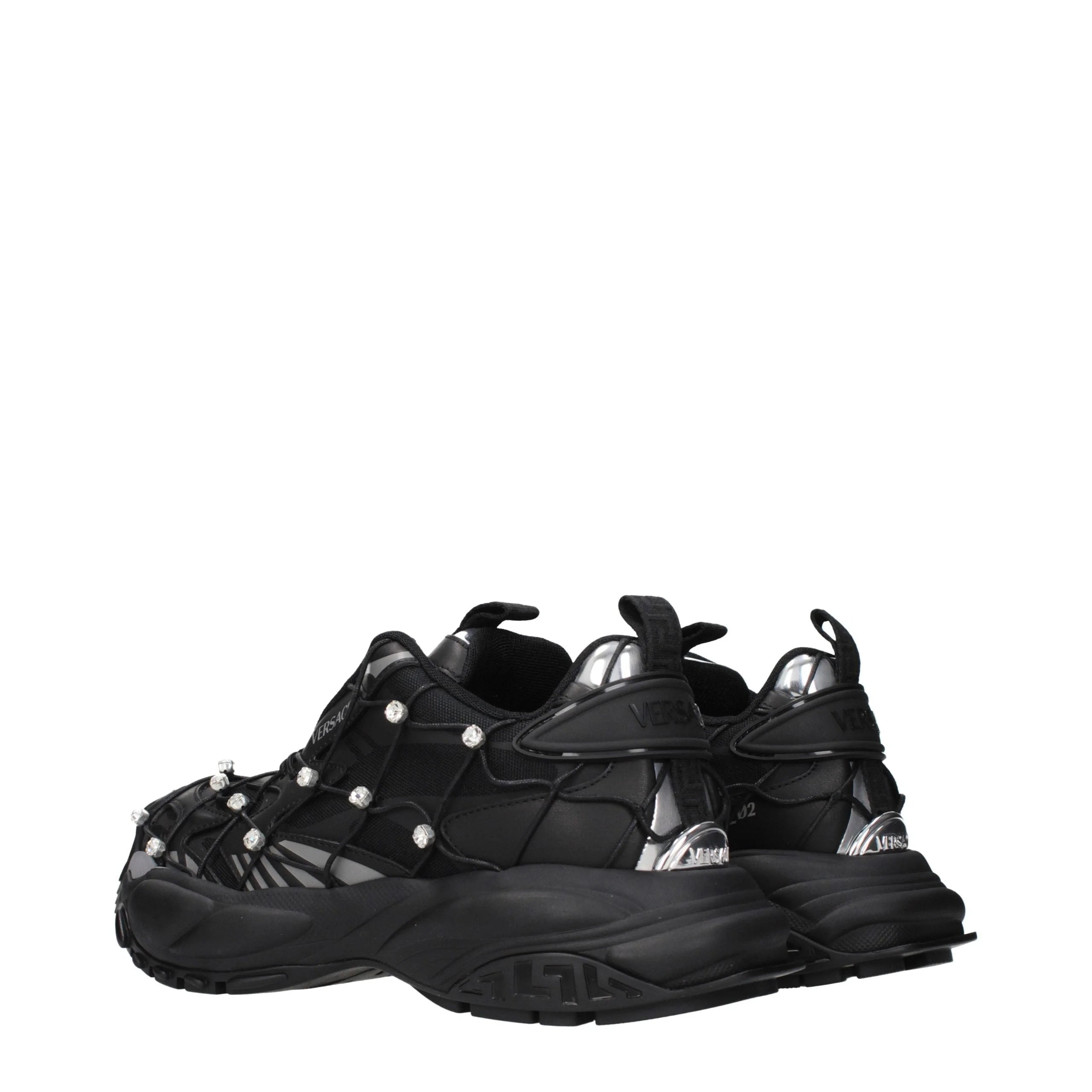 Versace Black Fabric Chunky Sneakers