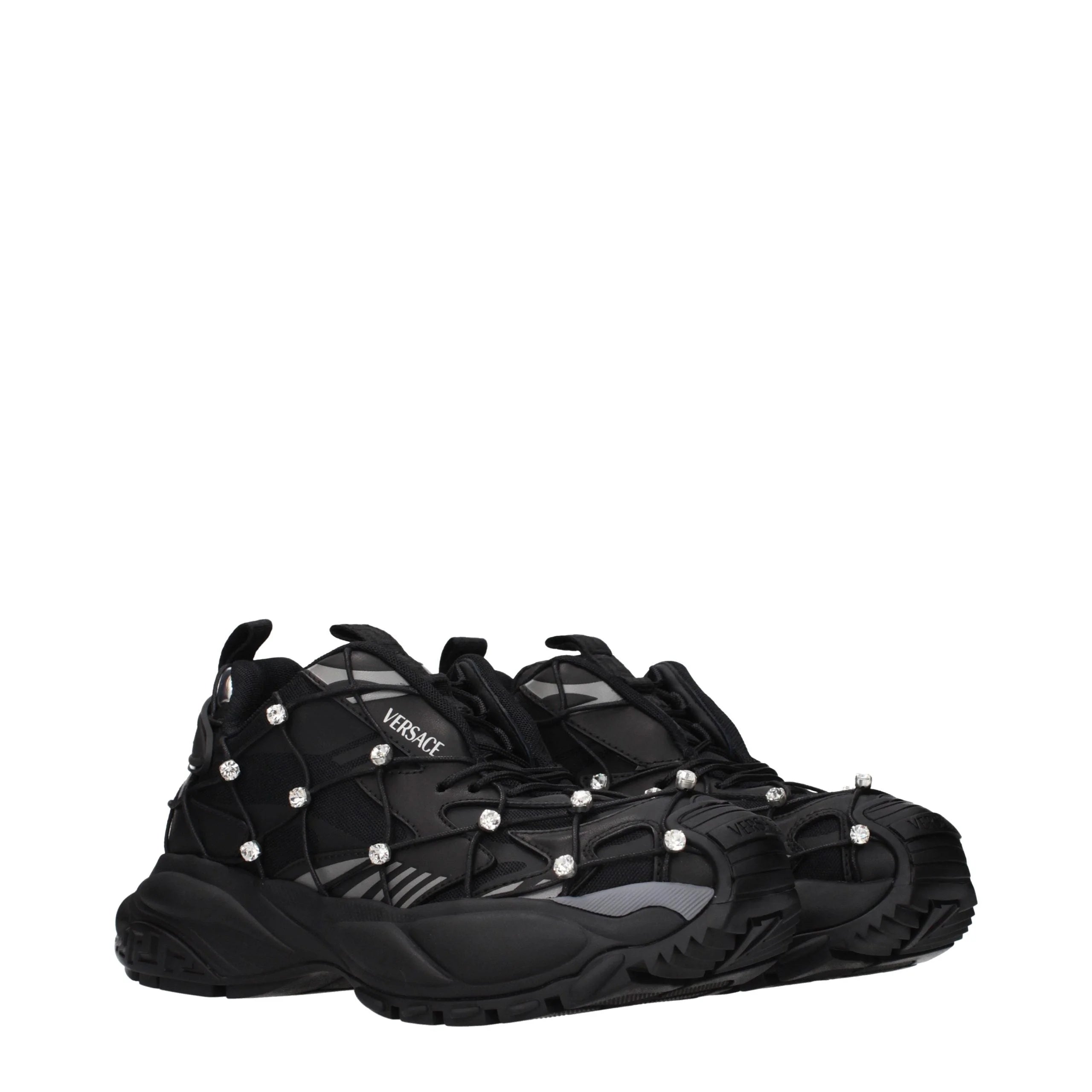 Versace Black Fabric Chunky Sneakers