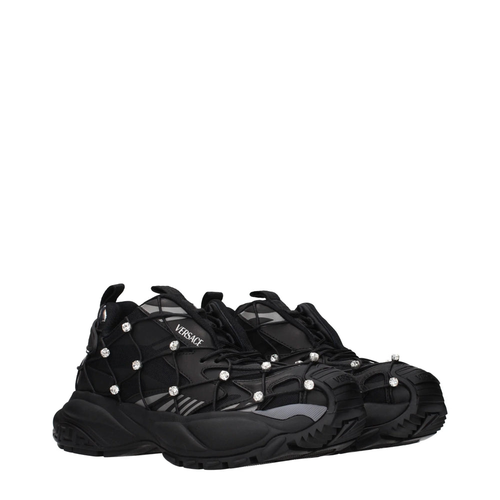 Versace Black Fabric Chunky Sneakers