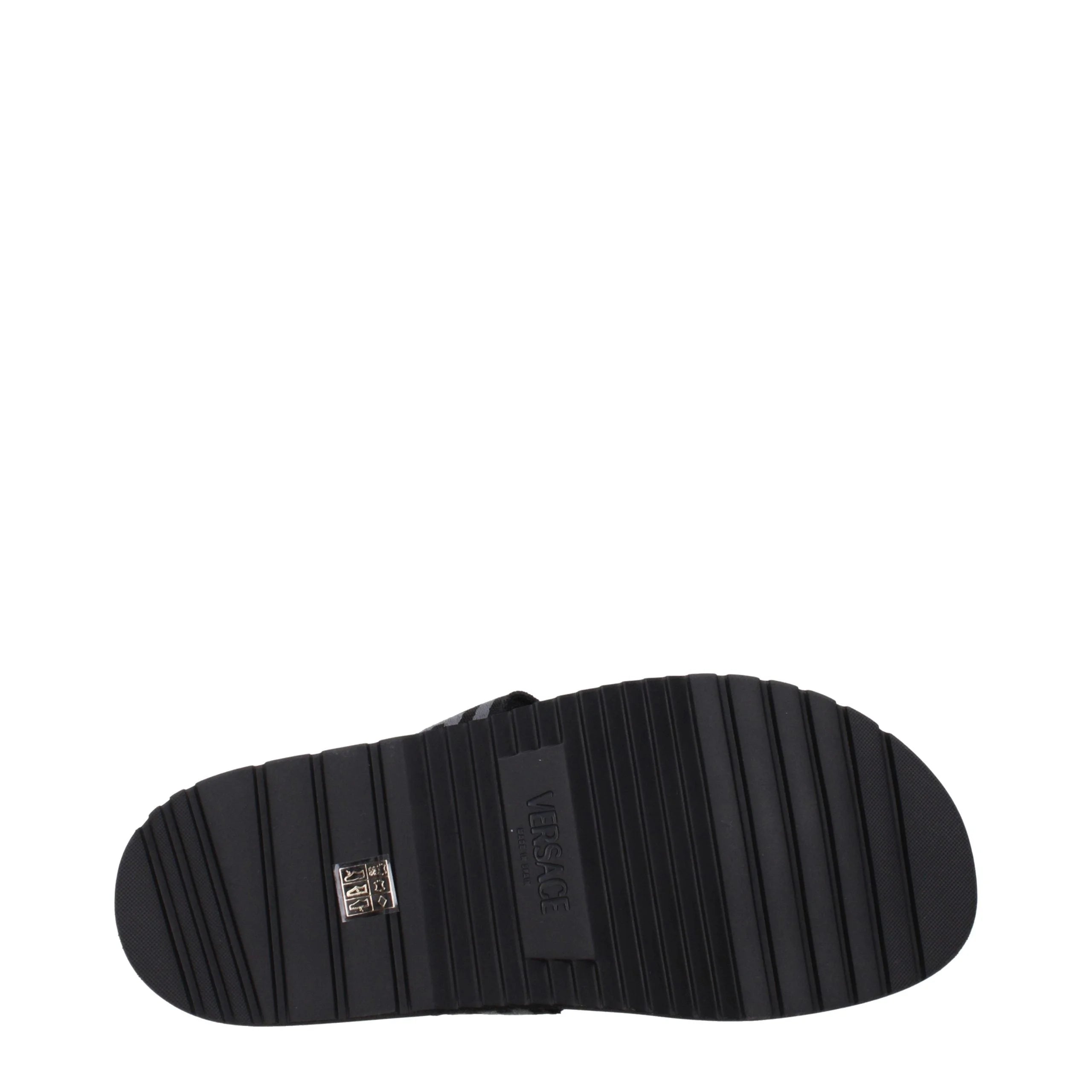 Versace Black Fabric Flip-Flop Sandals - EU43/US10