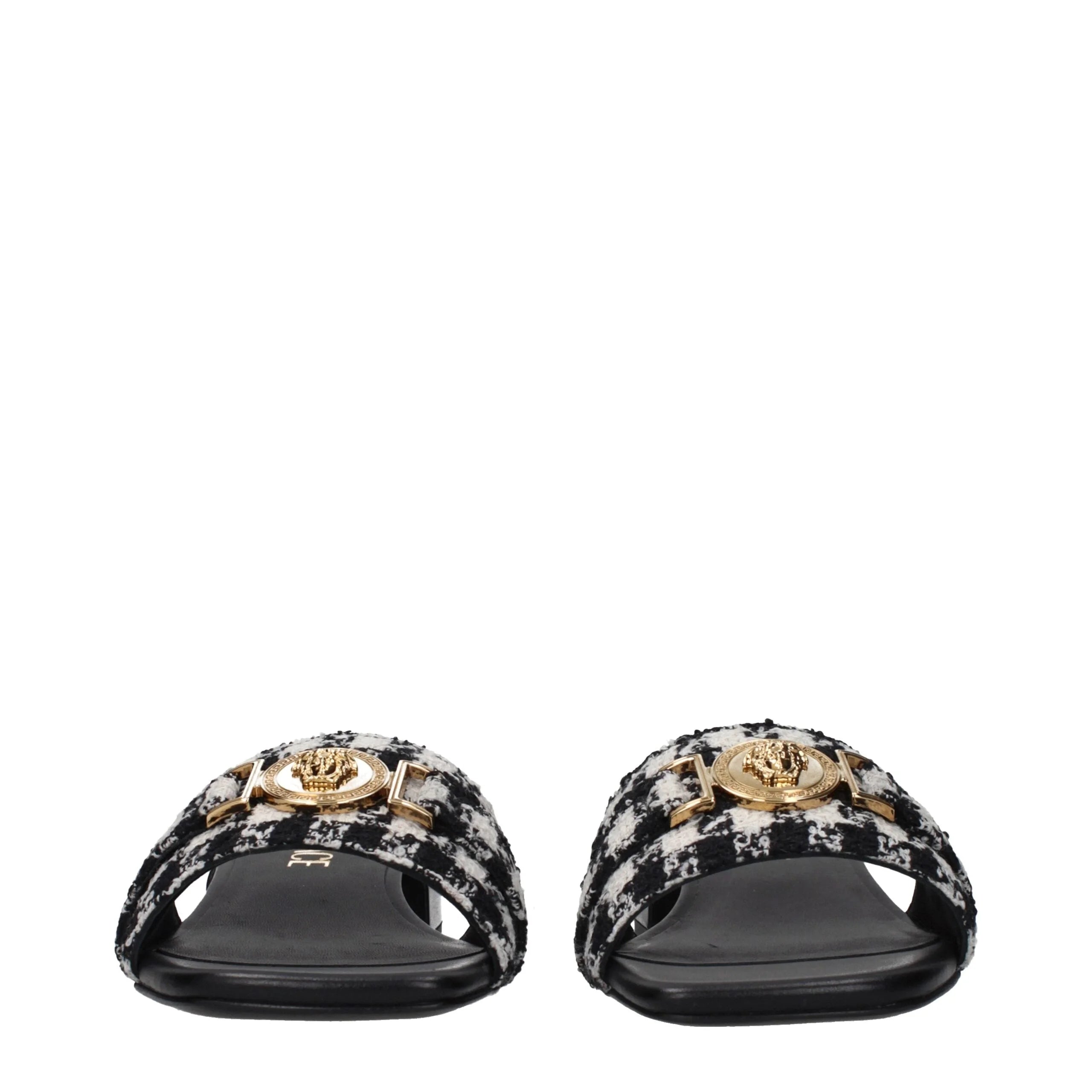 Versace Black Fabric Slippers