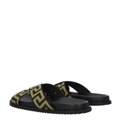 Versace Black Fabric Slippers Sandals - Sandals
