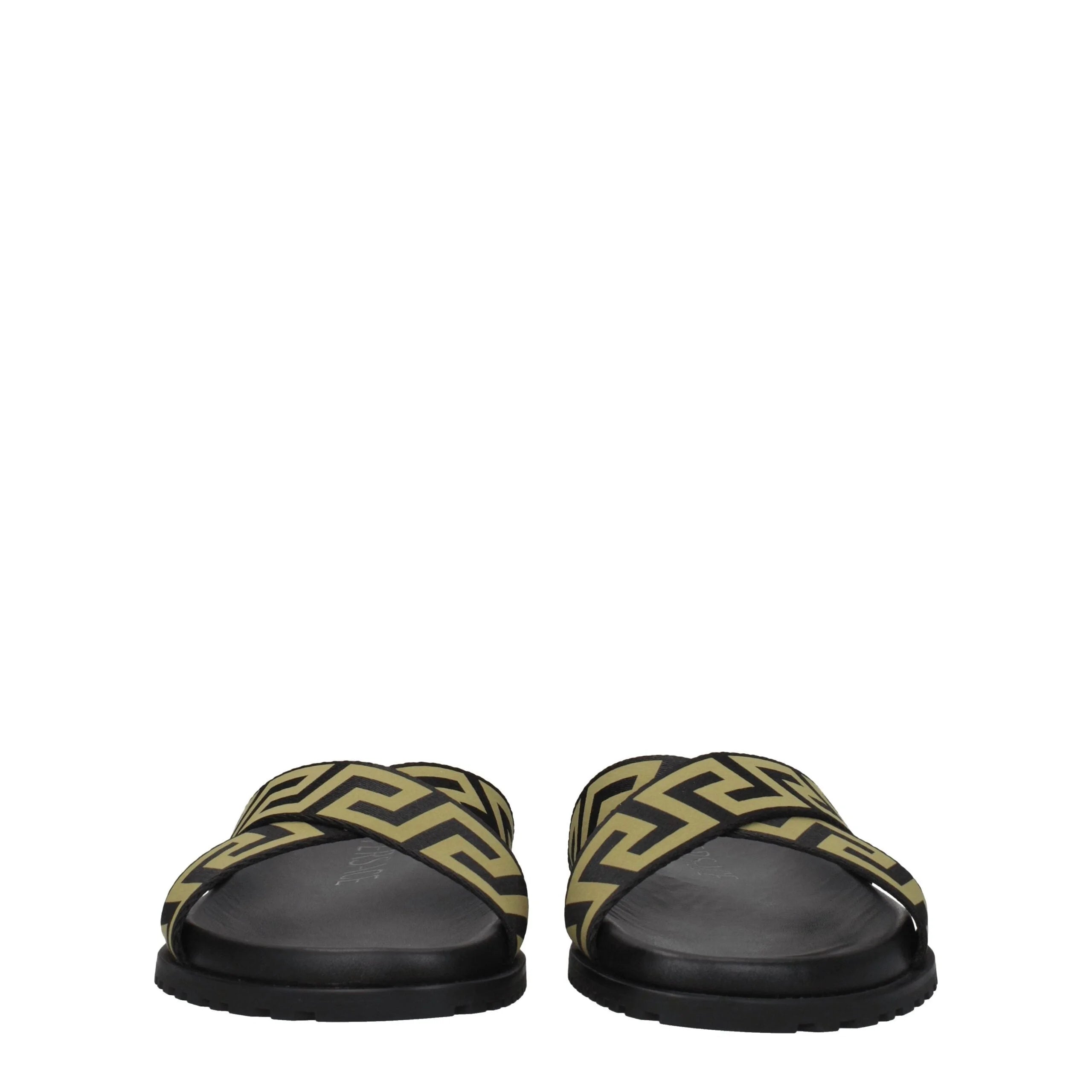 Versace Black Fabric Slippers Sandals - Sandals