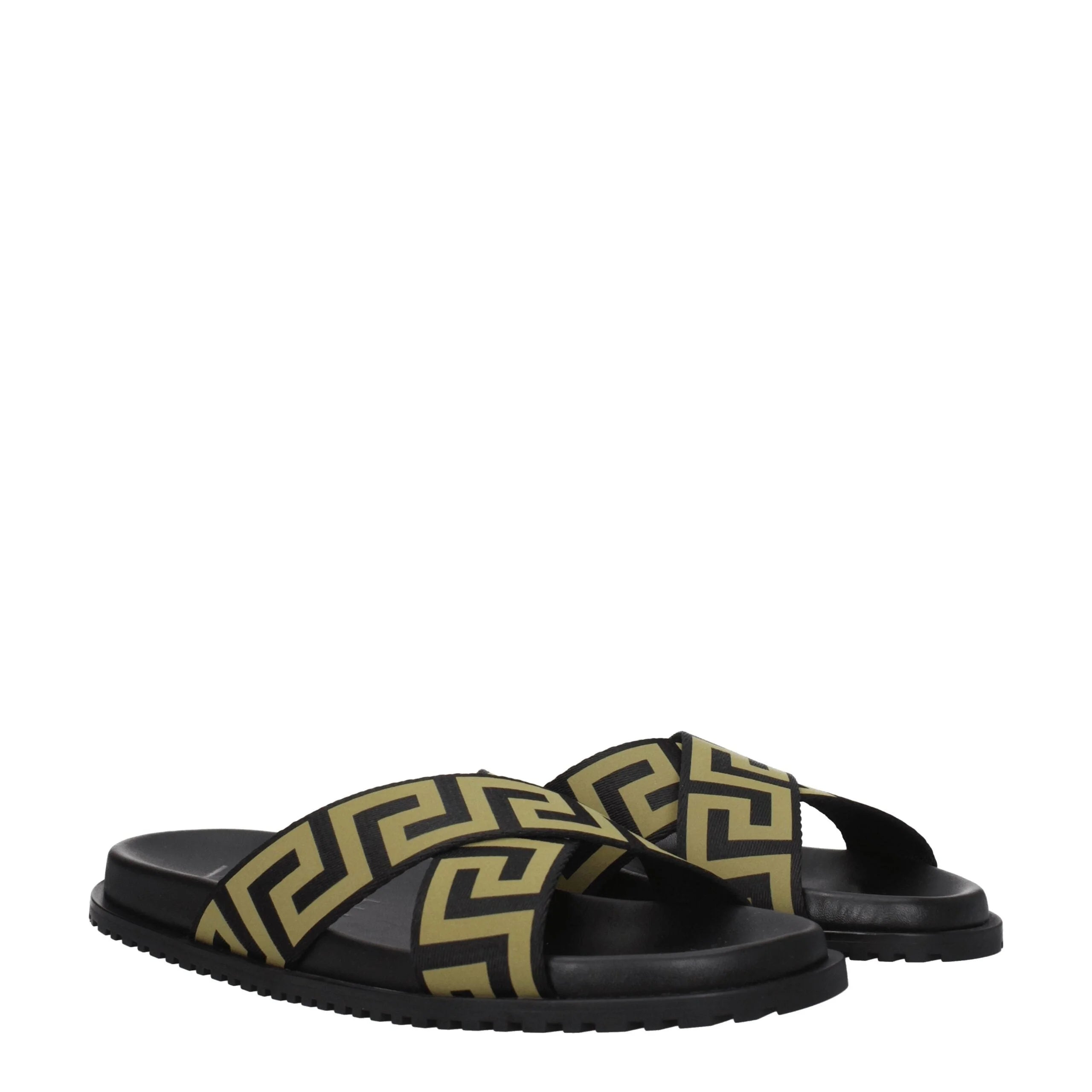 Versace Black Fabric Slippers Sandals - Sandals