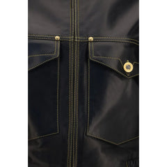 Versace Black Lamb Ovis Aries Aries Leather Jacket - IT42 | L