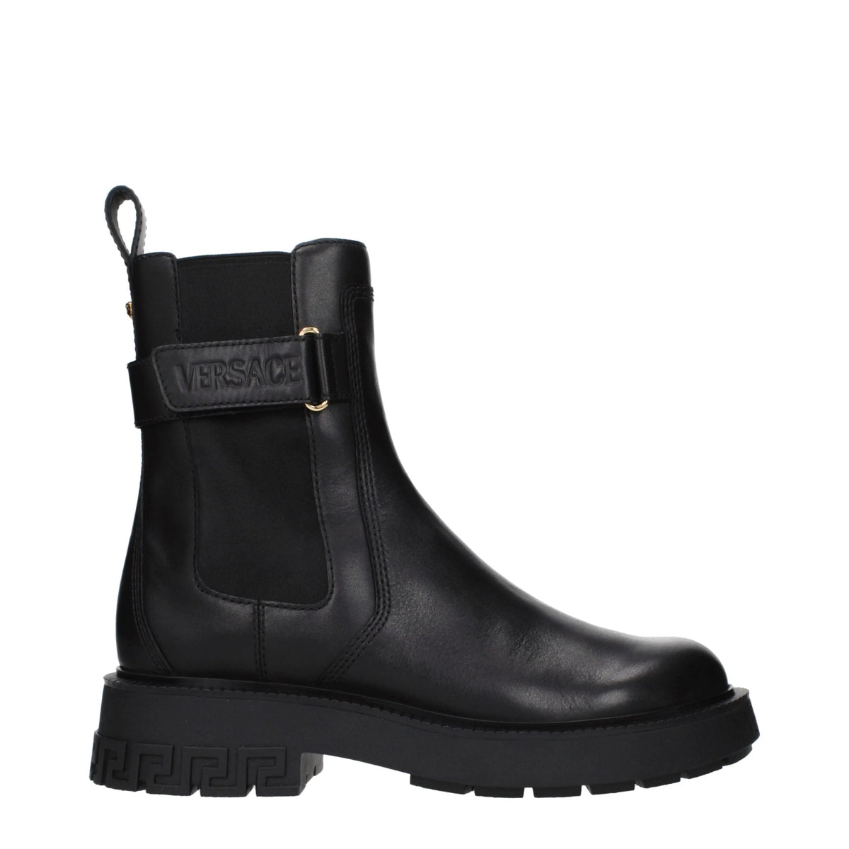 Versace Black Leather Ankle Boots