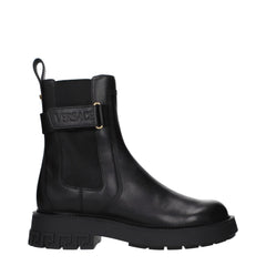 Versace Black Leather Ankle Boots