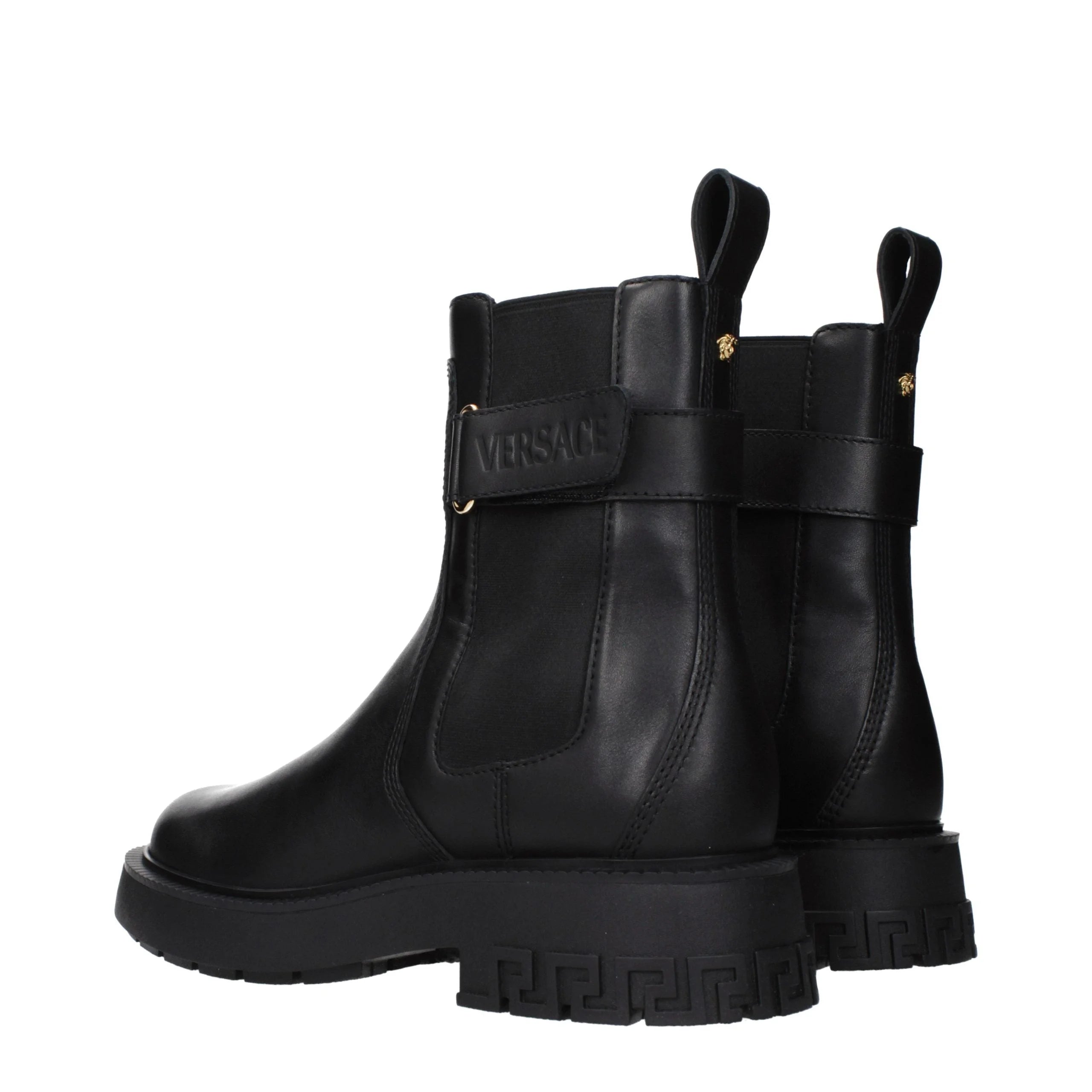Versace Black Leather Ankle Boots