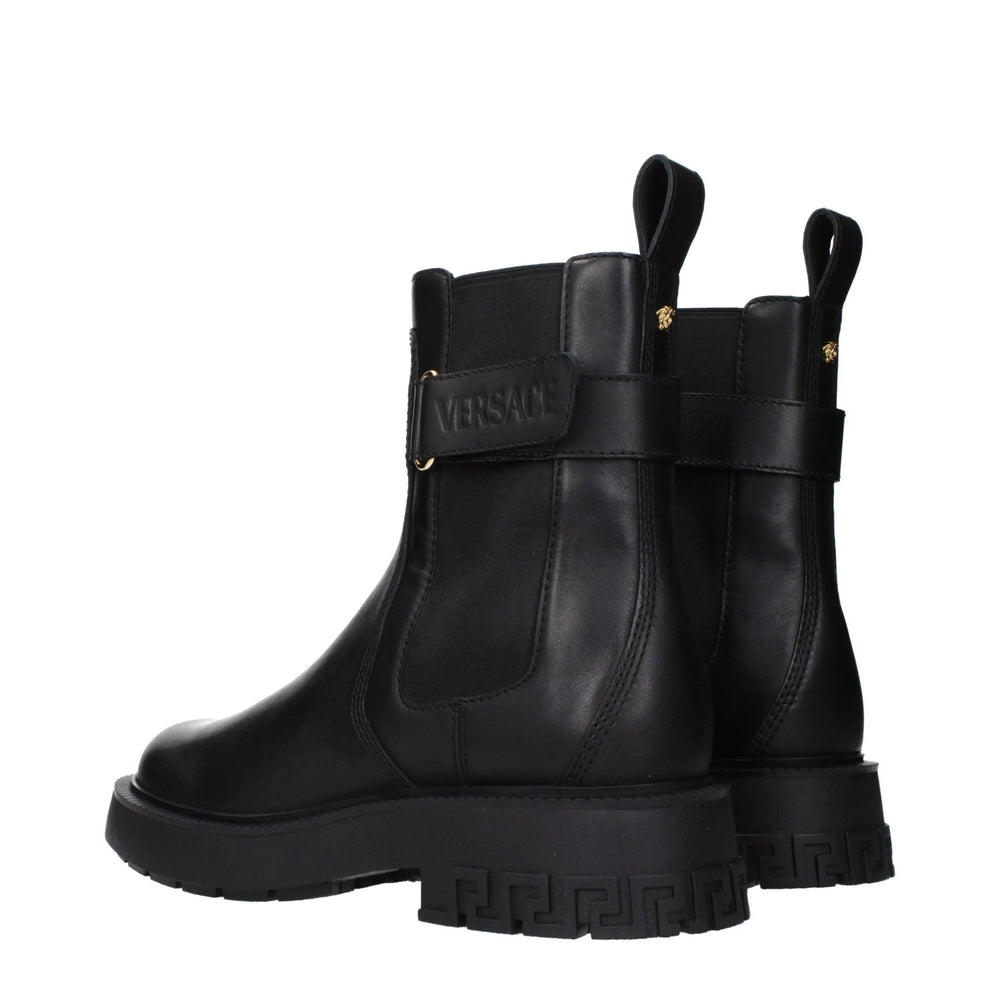 Versace Black Leather Ankle Boots