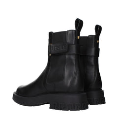 Versace Black Leather Ankle Boots