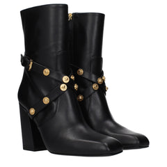 Stivali alla caviglia in pelle nera Versace