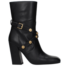 Stivali alla caviglia in pelle nera Versace