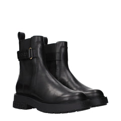 Versace Black Leather Ankle Boots
