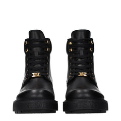 Versace Black Leather Ankle Boots