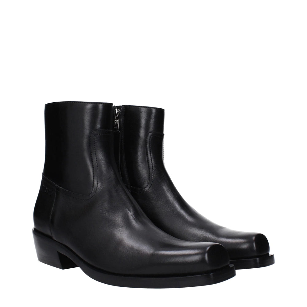 Versace Black Leather Ankle Boots - EU41/US8