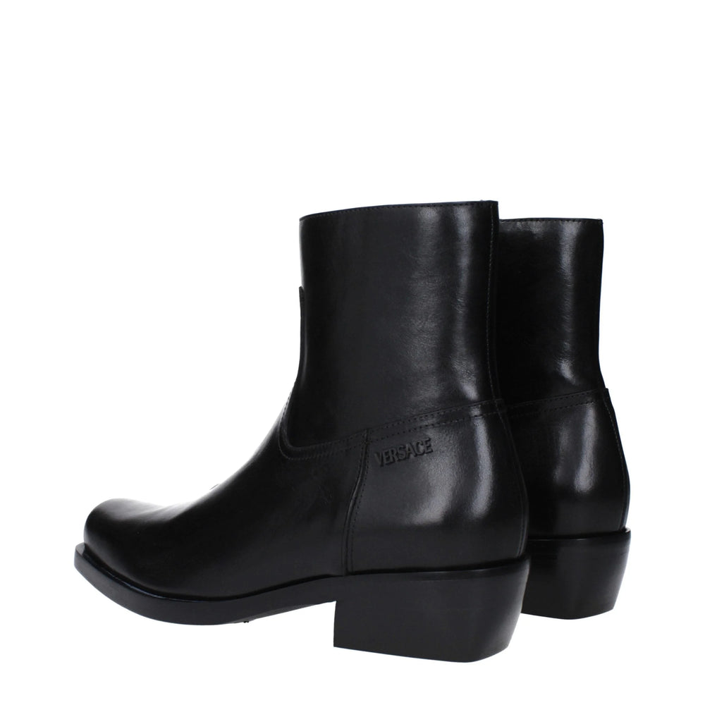 Versace Black Leather Ankle Boots - EU41/US8